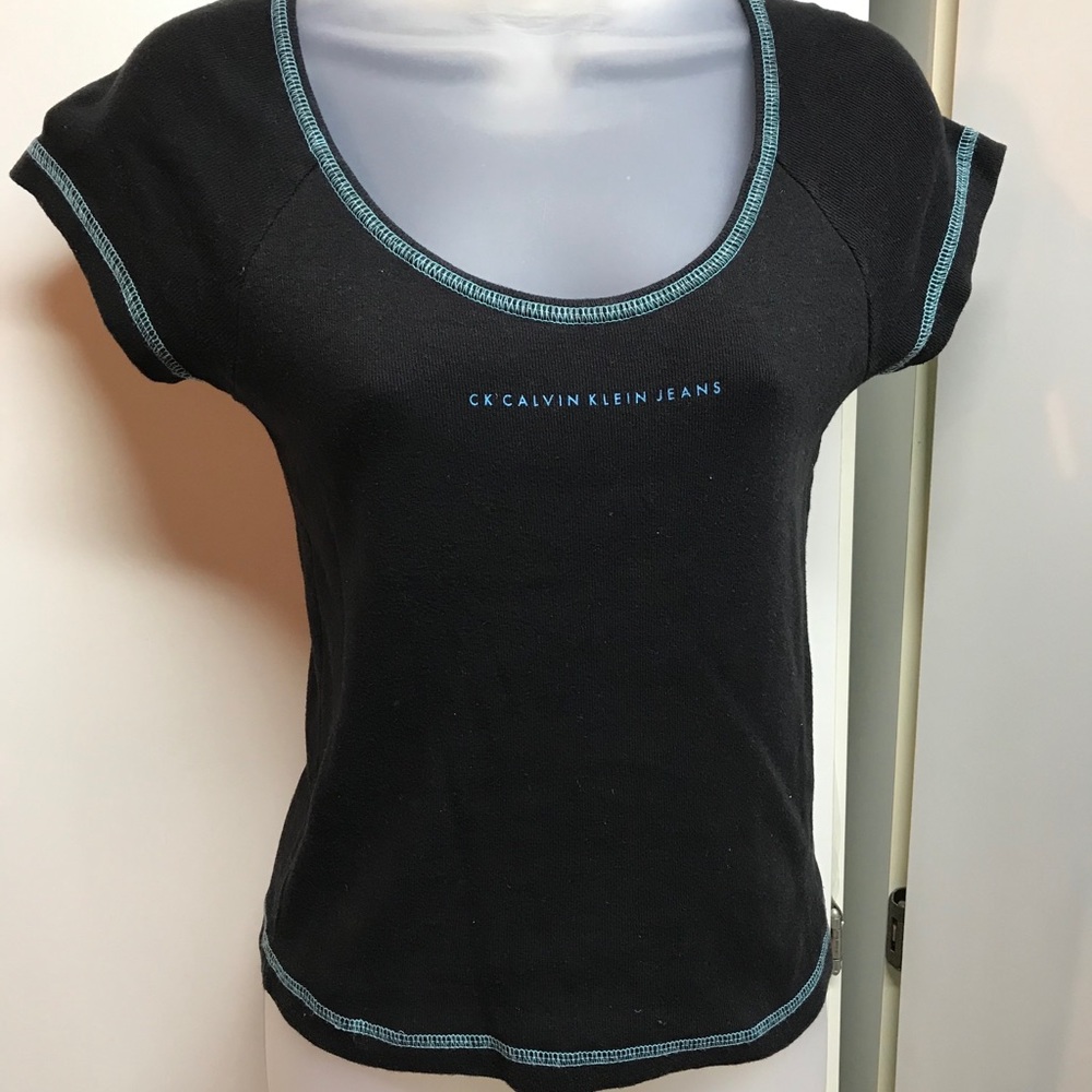 Calvin Klein Jeans brand black scoop neck tee szS